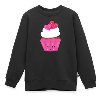 cupcake - Sweat Premium enfant bio - noir - Devant - AI Model Kid Female (0cm)