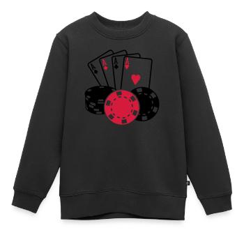 Poker - Kinder Premium Organic Sweatshirt - Schwarz - Vorne - AI Model Kid Female (0cm)