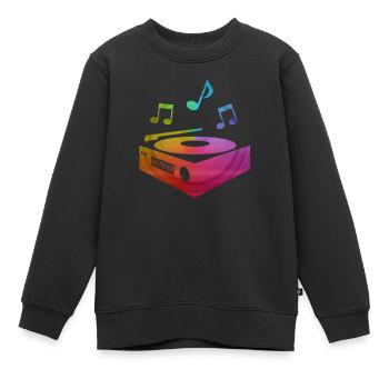record player platine tourne-disque - Sweat Premium enfant bio - noir - Devant - AI Model Kid Female (0cm)