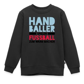 Handballer spielen Fussball zum Warm machen - Kinder Premium Organic Sweatshirt - Schwarz - Vorne - AI Model Kid Female (0cm)