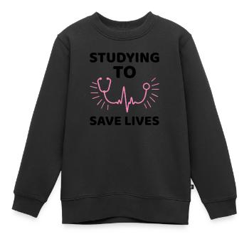 Student Uni Medizin Spruch Geschenk - Kinder Premium Organic Sweatshirt - Schwarz - Vorne - AI Model Kid Female (0cm)