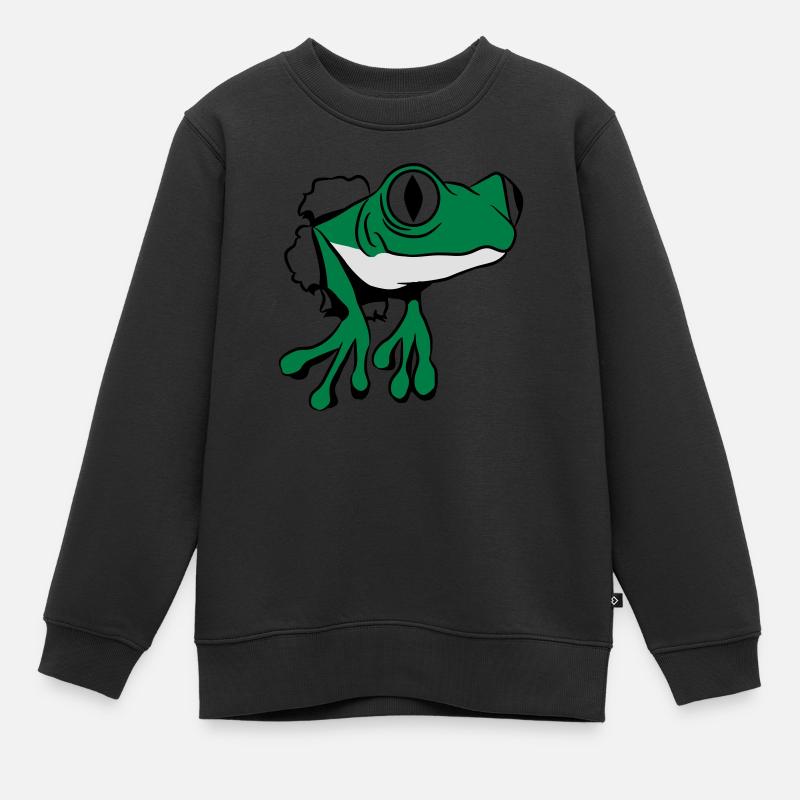 Frosch Loch witzig - Kinder Premium Organic Sweatshirt - Schwarz