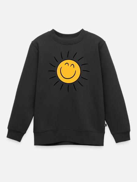 Soleil heureux souriant - Sweat Premium enfant bio - noir