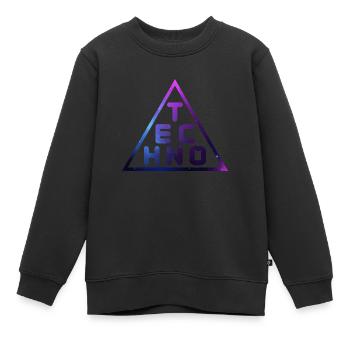Techno Music Musik DJ Geschenk - Kinder Premium Organic Sweatshirt - Schwarz - Vorne - AI Model Kid Female (0cm)