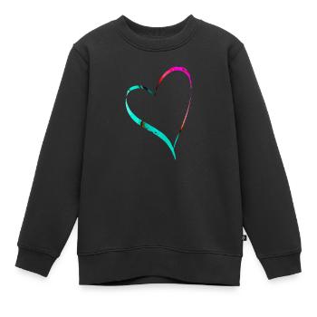 Aquarell Herz - Kinder Premium Organic Sweatshirt - Schwarz - Vorne - AI Model Kid Female (0cm)