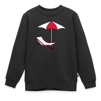 schirm sonnenschirm liegestuhl strandstuhl urlaub - Kinder Premium Organic Sweatshirt - Schwarz - Vorne - AI Model Kid Female (0cm)