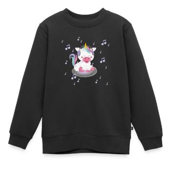 Unicorn - music is life - Sweat Premium enfant bio - noir - Devant - AI Model Kid Female (0cm)