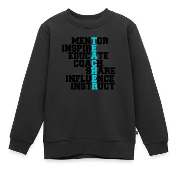 Professeurs d’éducation physique - Sweat Premium enfant bio - noir - Devant - AI Model Kid Female (0cm)