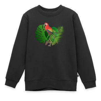 Papagei im Dschungel - Kinder Premium Organic Sweatshirt - Schwarz - Vorne - AI Model Kid Female (0cm)