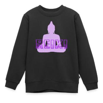 reiki avec bouddha violet - Sweat Premium enfant bio - noir - Devant - AI Model Kid Female (0cm)