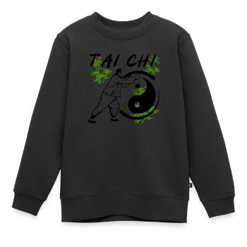 Tai Chi - Sweat Premium enfant bio - noir - Devant - AI Model Kid Female (0cm)