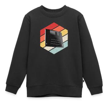 Disquette Floppy Disk - Sweat Premium enfant bio - noir - Devant - AI Model Kid Female (0cm)