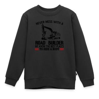 road builders - Kids Premium Organic Sweatshirt - black - Front - AI Model Kid Female (0cm)