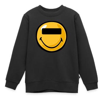 Smiley anonymous - Sweat Premium enfant bio - noir - Devant - AI Model Kid Female (0cm)
