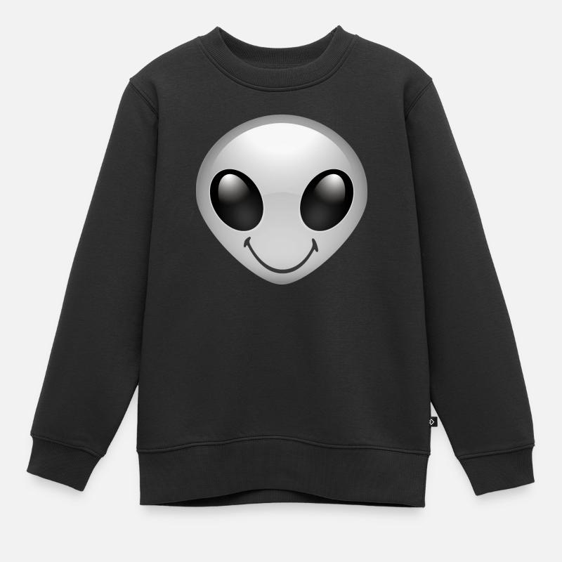 Smiley Alien - Sweat Premium enfant bio - noir