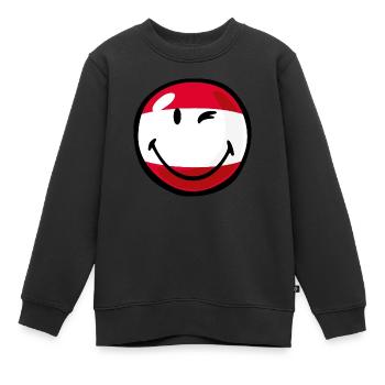 Smiley Flag Austria - Sweat Premium enfant bio - noir - Devant - AI Model Kid Female (0cm)