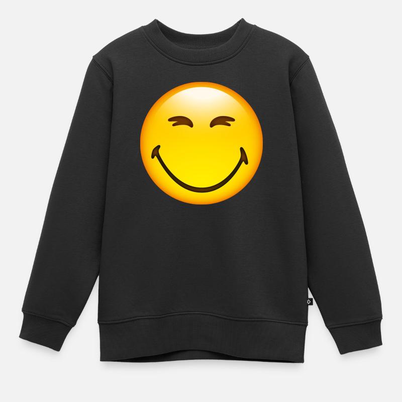 Smiley Happy - Kinder Premium Organic Sweatshirt - Schwarz
