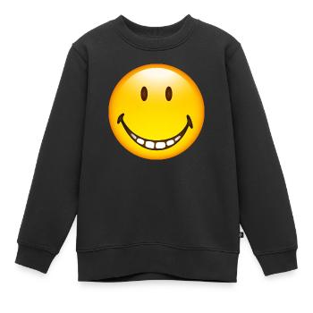 Smiley Grin - Sweat Premium enfant bio - noir - Devant - AI Model Kid Female (0cm)