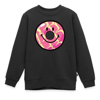 Smiley Donut Vanilla Ripple - Kids Premium Organic Sweatshirt - black - Front - AI Model Kid Female (0cm)