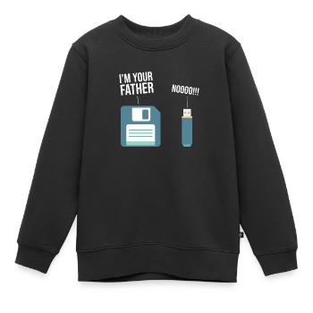 Ordinateur de disquette drôle des années 90 USB - Sweat Premium enfant bio - noir - Devant - AI Model Kid Female (0cm)