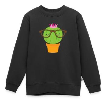 Nerdi kleine Kakteen - Kinder Premium Organic Sweatshirt - Schwarz - Vorne - AI Model Kid Female (0cm)