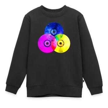 Colourful CDs (triangle) - Kids Premium Organic Sweatshirt - black - Front - AI Model Kid Female (0cm)
