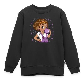 Mariama - Bubble Gum Girl - Sweat Premium enfant bio - noir - Devant - AI Model Kid Female (0cm)