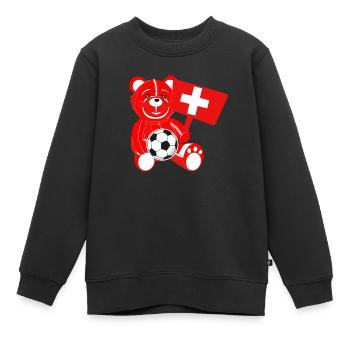 Teddy Soccer Suisse - Sweat Premium enfant bio - noir - Devant - AI Model Kid Female (0cm)