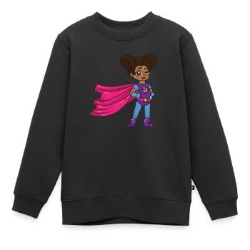 Superhéroïne Precious - Sweat Premium enfant bio - noir - Devant - AI Model Kid Female (0cm)