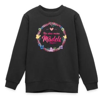 nie ohne meine maedels blumen - Kinder Premium Organic Sweatshirt - Schwarz - Vorne - AI Model Kid Female (0cm)