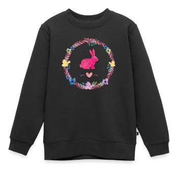 hase kranz - Kinder Premium Organic Sweatshirt - Schwarz - Vorne - AI Model Kid Female (0cm)