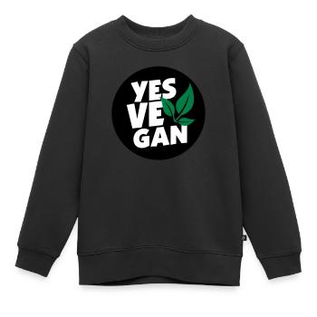 Yes Vegan / Yes ve gan (3c) - Sweat Premium enfant bio - noir - Devant - AI Model Kid Female (0cm)