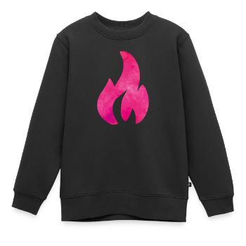 flamme feuer pink - Kinder Premium Organic Sweatshirt - Schwarz - Vorne - AI Model Kid Female (0cm)