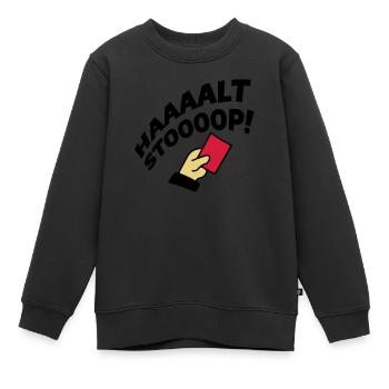 rote karte stop - Kinder Premium Organic Sweatshirt - Schwarz - Vorne - AI Model Kid Female (0cm)