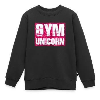 gym unicorn - Kinder Premium Organic Sweatshirt - Schwarz - Vorne - AI Model Kid Female (0cm)