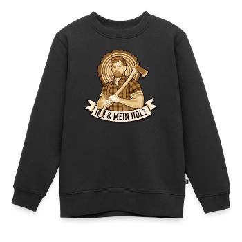 Holzfäller Spruch Ich und mein Holz - Kinder Premium Organic Sweatshirt - Schwarz - Vorne - AI Model Kid Female (0cm)