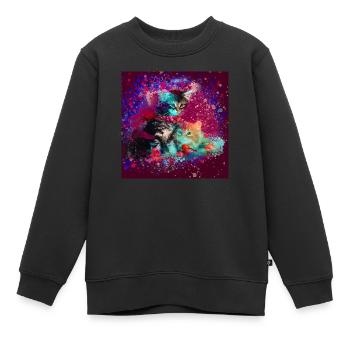 katzen, bunt, Malerei, aquarell,graffiti, kätzchen - Kinder Premium Organic Sweatshirt - Schwarz - Vorne - AI Model Kid Female (0cm)