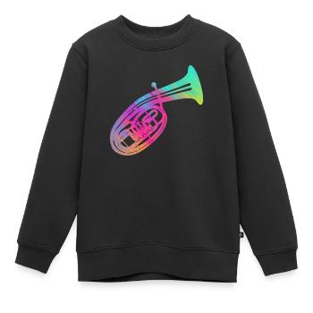 Instrument de musique à vent corne ténor cor ténor joueur corne - Sweat Premium enfant bio - noir - Devant - AI Model Kid Female (0cm)