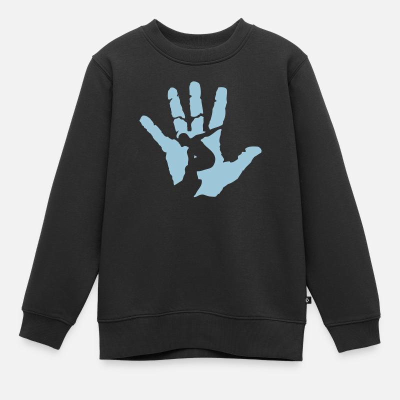 Hand Surfer Logo Surfer - Kinder Premium Organic Sweatshirt - Schwarz
