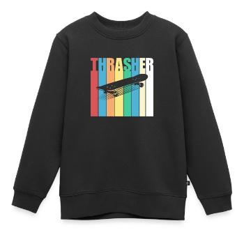 Trasher, Skateboarding, Skateboard, Skater - Kinder Premium Organic Sweatshirt - Schwarz - Vorne - AI Model Kid Female (0cm)
