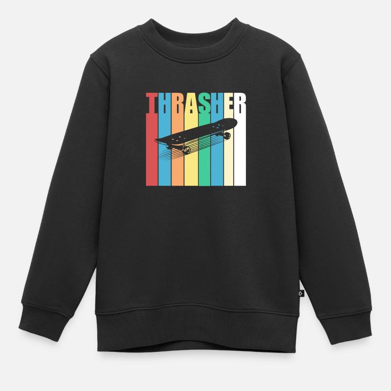 Trasher, planche à roulettes, planche à roulettes, patineur - Sweat Premium enfant bio - noir