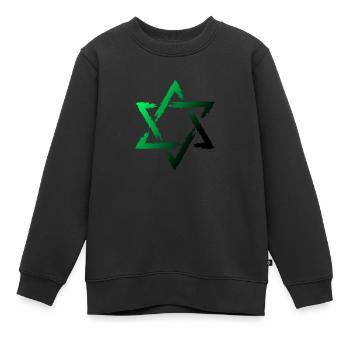 Davidstern Vert Judaïsme juif - Sweat Premium enfant bio - noir - Devant - AI Model Kid Female (0cm)