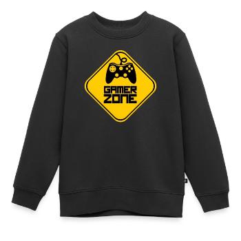 gamer zone geek manette jeu joystick humour - Sweat Premium enfant bio - noir - Devant - AI Model Kid Female (0cm)