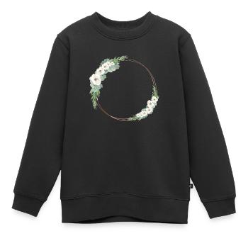 Rosegold Gruen Weiss Blumenkranz personalisierbar - Kinder Premium Organic Sweatshirt - Schwarz - Vorne - AI Model Kid Female (0cm)