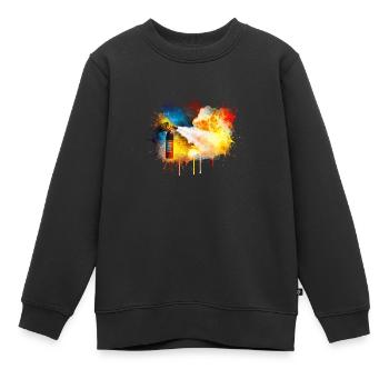 Dessin aquarelle d'extincteur - Sweat Premium enfant bio - noir - Devant - AI Model Kid Female (0cm)