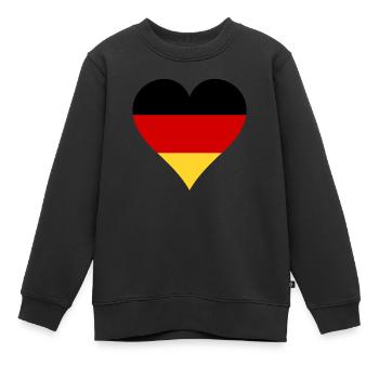 Deutschland Flagge Herz - Kinder Premium Organic Sweatshirt - Schwarz - Vorne - AI Model Kid Female (0cm)