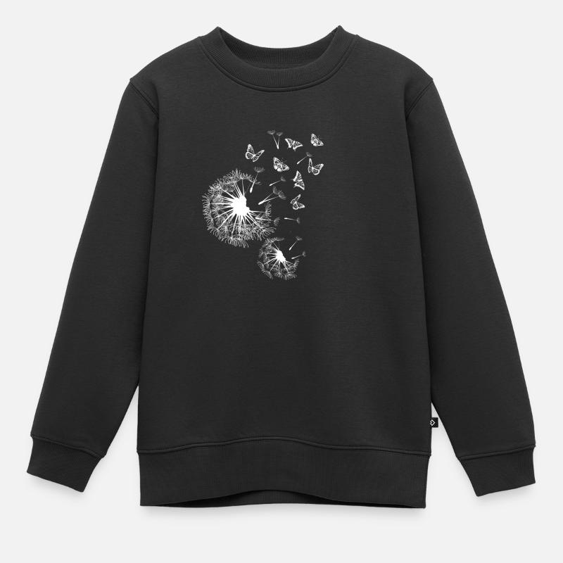 Pusteblume Schmetterlinge - Kinder Premium Organic Sweatshirt - Schwarz