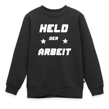 Held der Arbeit ,lustige Geschenkidee ,Geschenk - Kinder Premium Organic Sweatshirt - Schwarz - Vorne - AI Model Kid Female (0cm)