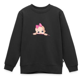 Baby girl tshirt pregnancy - Kids Premium Organic Sweatshirt - black - Front - AI Model Kid Female (0cm)