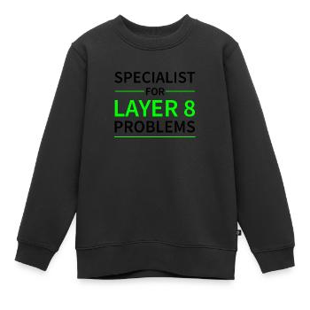 Specialist for layer 8 problems Geschenk Code - Kinder Premium Organic Sweatshirt - Schwarz - Vorne - AI Model Kid Female (0cm)